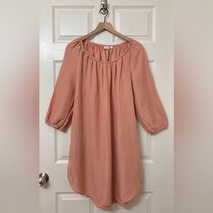 GAP Women’s Terracotta Pink Linen Blend Mini Shift Dress Medium Prairie Boho